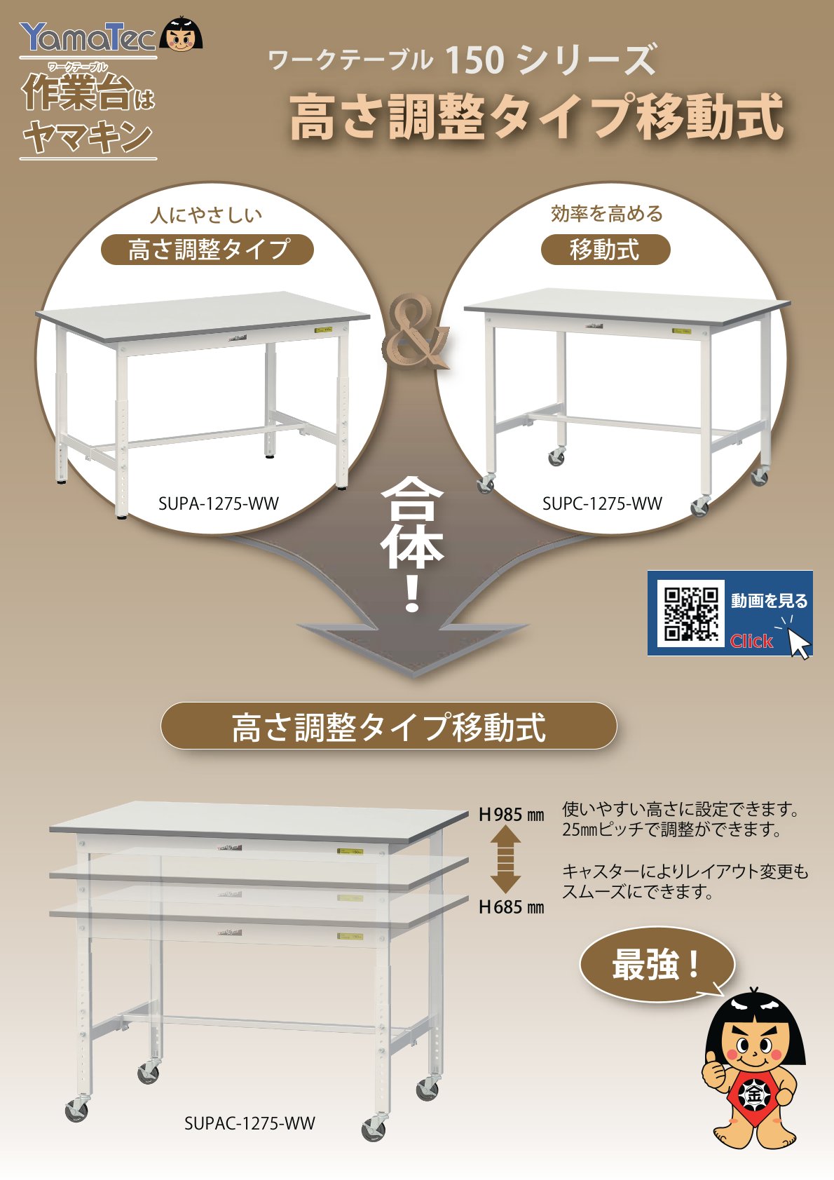 150シリーズ　高さ調整タイプ移動式カタログ