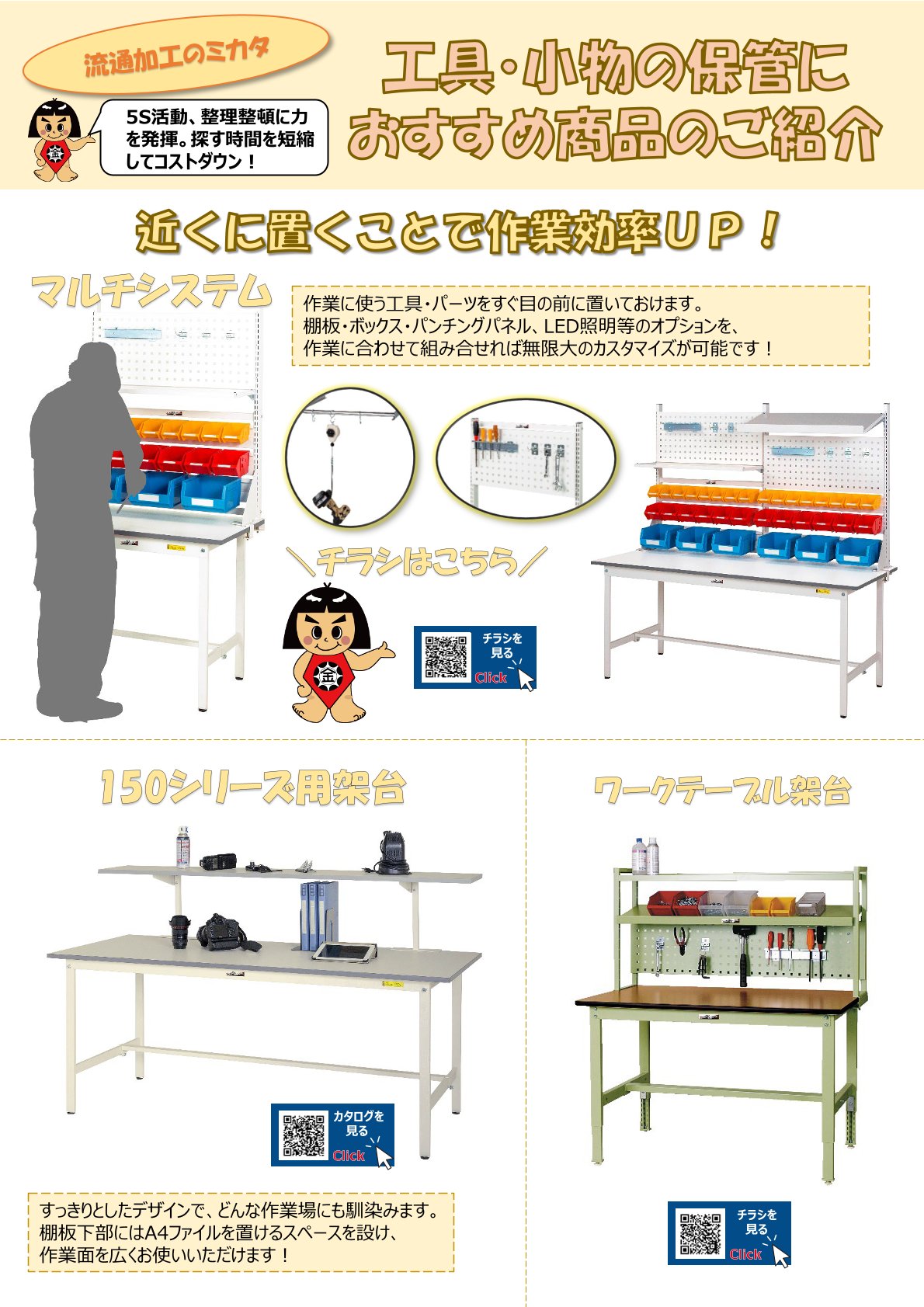 作業場所に工具・小物を保管カタログ